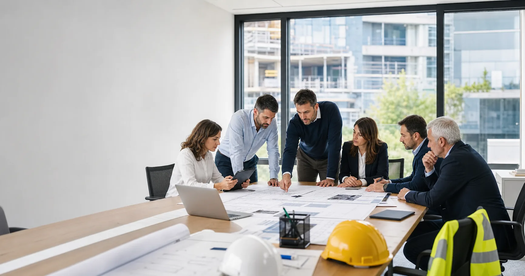 Professionisti tecnici che collaborano su elaborati di progetto